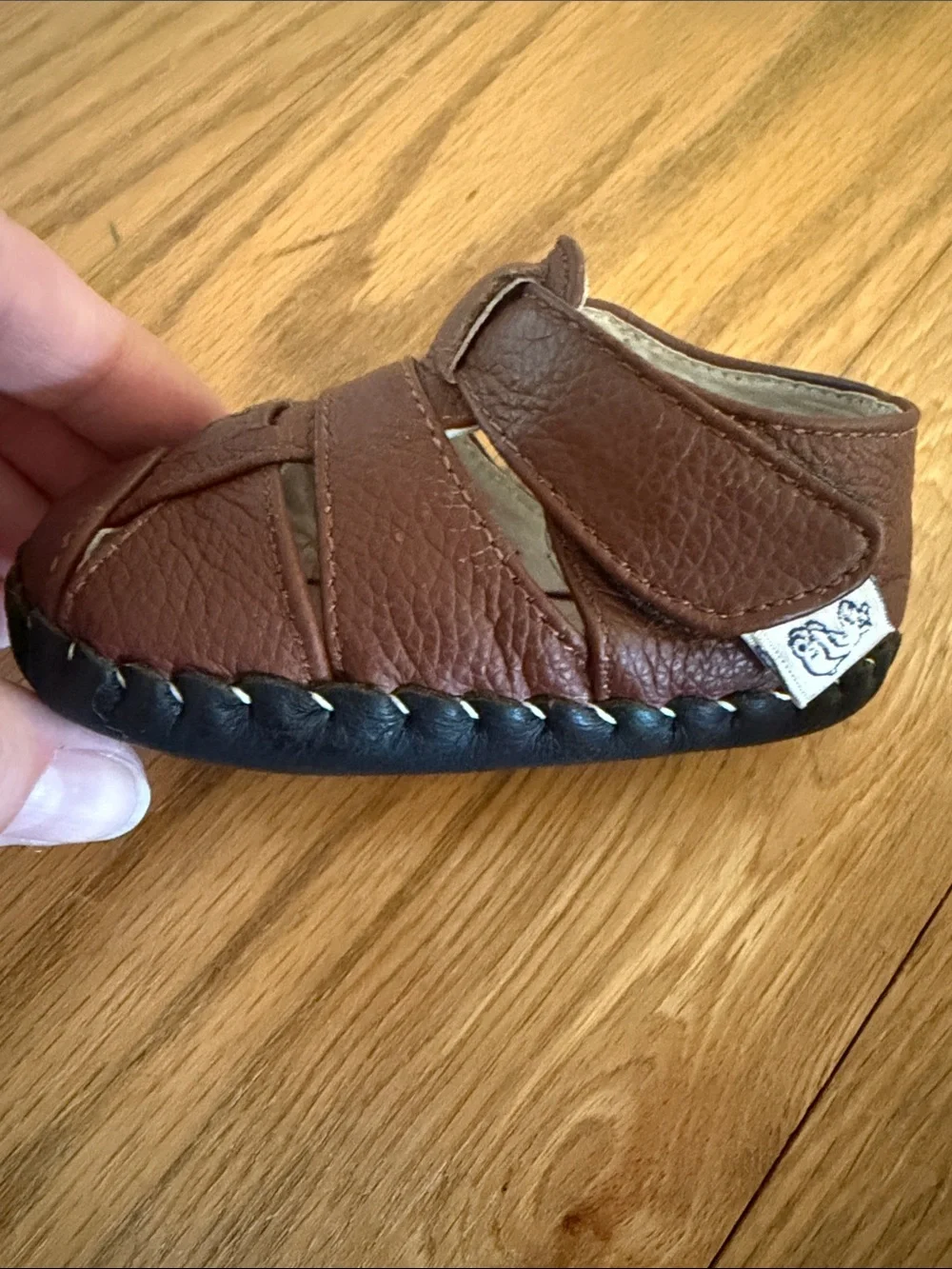 pediped Brown Leather Baby Walker Sandals
